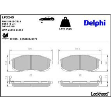 Delphi Bremsbelagsatz, Scheibenbremse LP3245