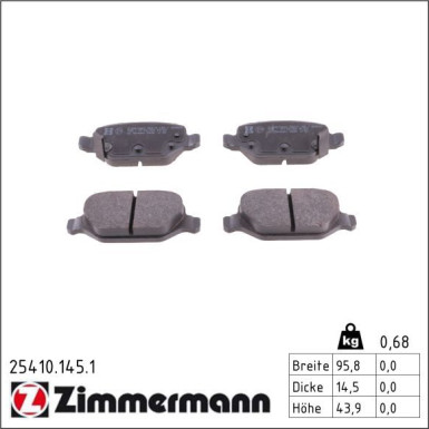 Zimmermann Bremsbelagsatz, Scheibenbremse 25410.145.1