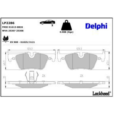 Delphi Bremsbelagsatz, Scheibenbremse LP2286