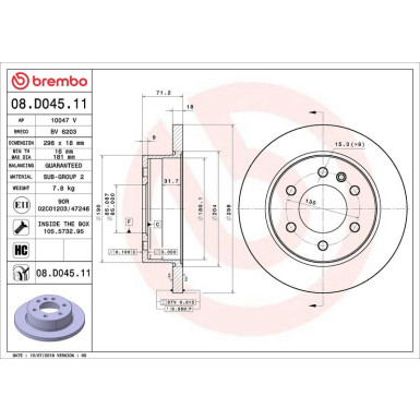 08.D045.11 Bremsscheibe PRIME LINE - UV Coated