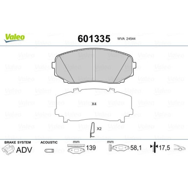 601335 Bremsbelagsatz, Scheibenbremse