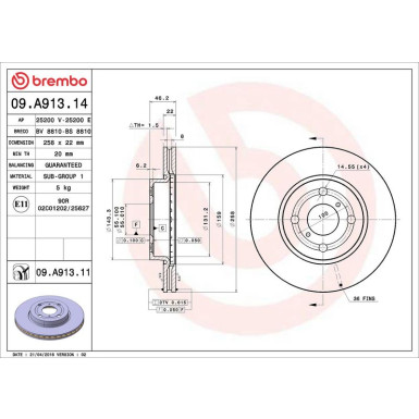 Brembo Bremsscheibe PRIME LINE - UV Coated 09.A913.11