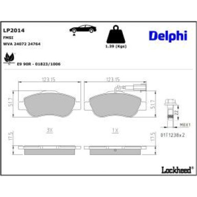 Delphi Bremsbelagsatz, Scheibenbremse LP2014