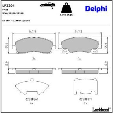 Delphi Bremsbelagsatz, Scheibenbremse LP2204