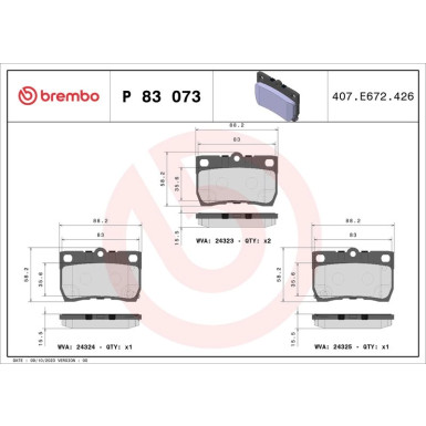 Brembo Bremsbelagsatz, Scheibenbremse PRIME LINE P 83 073