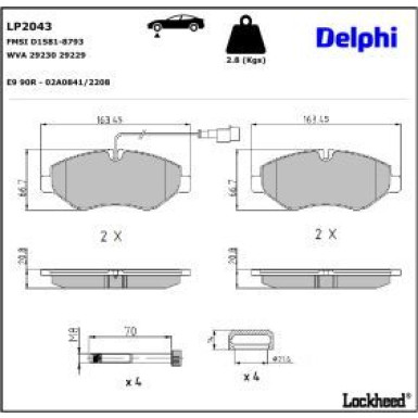 Delphi Bremsbelagsatz, Scheibenbremse LP2043