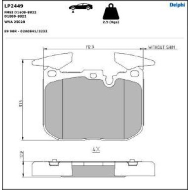 Delphi Bremsbelagsatz, Scheibenbremse LP2449