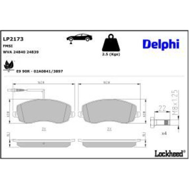 Delphi Bremsbelagsatz, Scheibenbremse LP2173