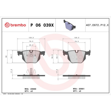 Brembo Bremsbelagsatz, Scheibenbremse XTRA LINE P 06 039X