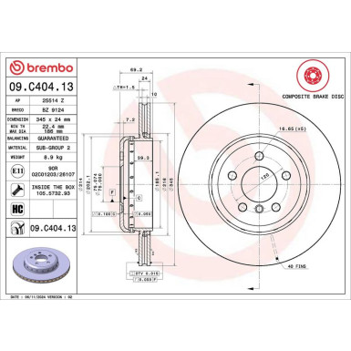 Brembo Bremsscheibe PRIME LINE - Composite 09.C404.13