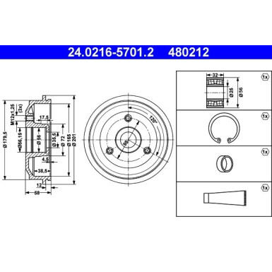 ATE Bremstrommel 24.0216-5701.2
