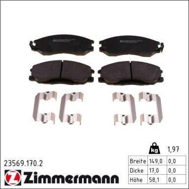 Zimmermann Bremsbelagsatz, Scheibenbremse 23569.170.2