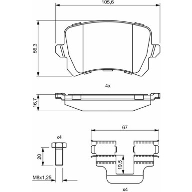 BOSCH Bremsbelagsatz, Scheibenbremse 0 986 494 731