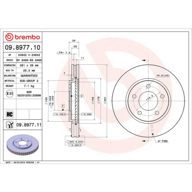 Brembo Bremsscheibe PRIME LINE - UV Coated 09.8977.11