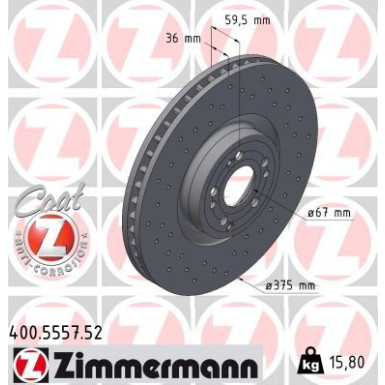 Zimmermann | Bremsscheibe | 400.5557.52