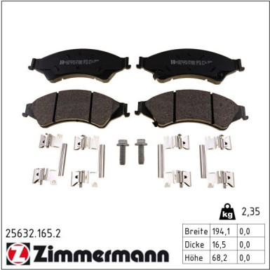 Zimmermann Bremsbelagsatz, Scheibenbremse 25632.165.2