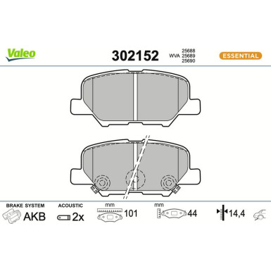 Valeo | Bremsbelagsatz, Scheibenbremse | 302152
