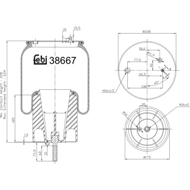 FEBI BILSTEIN 38667 Federbalg, Luftfederung FEBI BILSTEIN 38667 Federbalg, Luftfederung