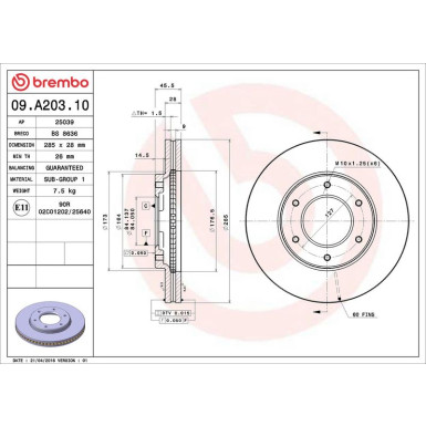 Brembo Bremsscheibe PRIME LINE 09.A203.10