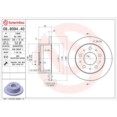Brembo Bremsscheibe PRIME LINE 08.8094.40