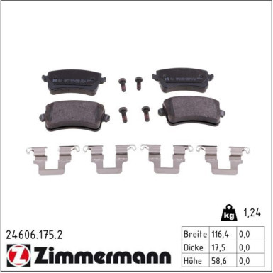 Zimmermann Bremsbelagsatz, Scheibenbremse 24606.175.2