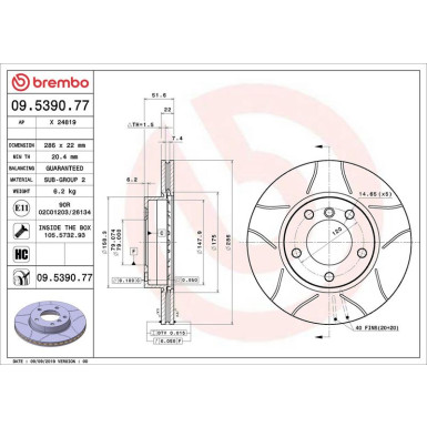 Brembo Bremsscheibe XTRA LINE - Max 09.5390.77