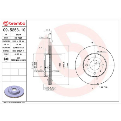 Brembo | Bremsscheibe | 09.5253.10