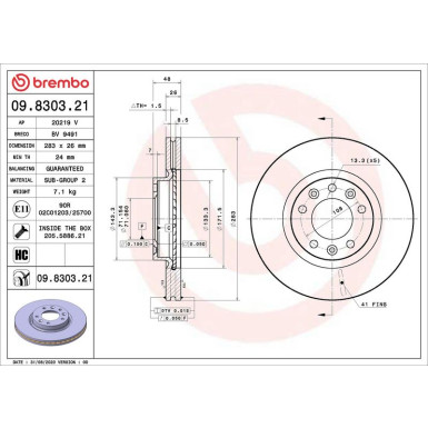 09.8303.21 Bremsscheibe PRIME LINE - UV Coated 09.8303.21 Bremsscheibe PRIME LINE - UV Coated