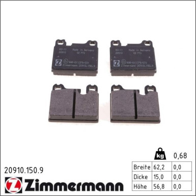 Zimmermann Bremsbelagsatz, Scheibenbremse pb:z 20910.150.9