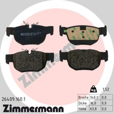 Zimmermann | Bremsbelagsatz, Scheibenbremse | 26409.160.1