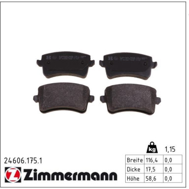 Zimmermann Bremsbelagsatz, Scheibenbremse 24606.175.1