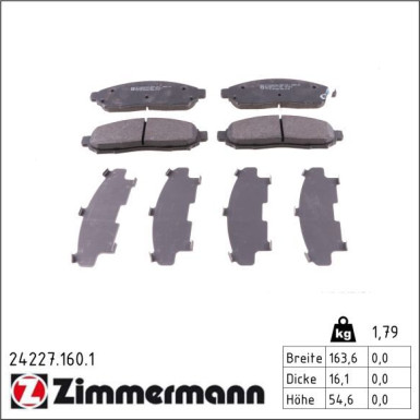 Zimmermann Bremsbelagsatz, Scheibenbremse 24227.160.1