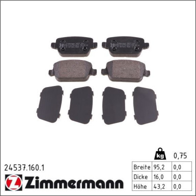 Zimmermann Bremsbelagsatz, Scheibenbremse 24537.160.1
