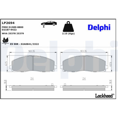 LP2694 Bremsbelagsatz, Scheibenbremse