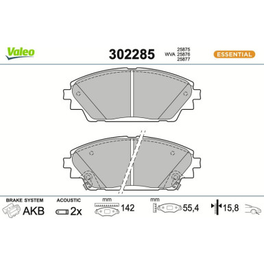 Valeo | Bremsbelagsatz, Scheibenbremse | 302285