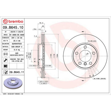 Brembo Bremsscheibe PRIME LINE - UV Coated 09.B645.11