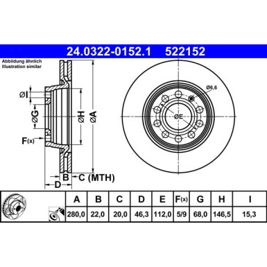 ATE Bremsscheibe PowerDisc 24.0322-0152.1 ATE Bremsscheibe PowerDisc 24.0322-0152.1