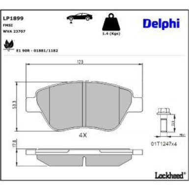 Delphi Bremsbelagsatz, Scheibenbremse LP1899