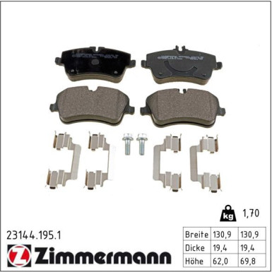Zimmermann Bremsbelagsatz, Scheibenbremse 23144.195.1
