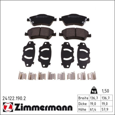 Zimmermann Bremsbelagsatz, Scheibenbremse 24122.190.2