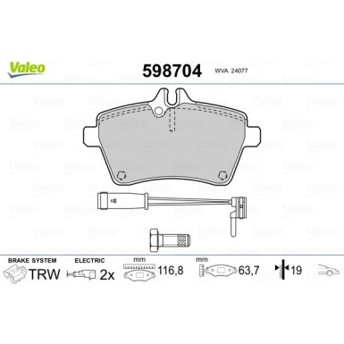 Valeo | Bremsbelagsatz, Scheibenbremse | 598704