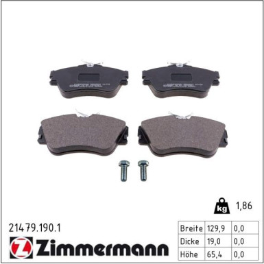 Zimmermann Bremsbelagsatz, Scheibenbremse 21479.190.1
