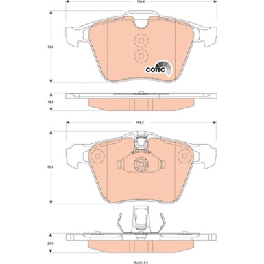 TRW Bremsbelagsatz, Scheibenbremse COTEC GDB1835