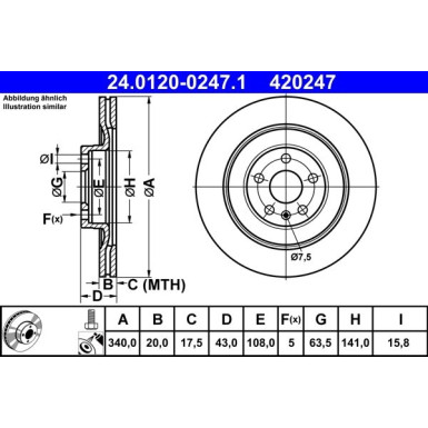 ATE | Bremsscheibe | 24.0120-0247.1