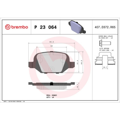 Brembo Bremsbelagsatz, Scheibenbremse PRIME LINE P 23 064