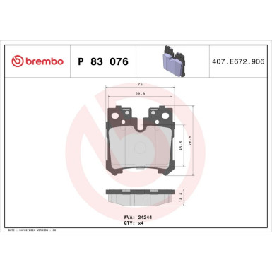 Brembo Bremsbelagsatz, Scheibenbremse PRIME LINE P 83 076