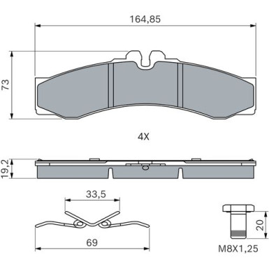 0 986 424 832 Bremsbelagsatz, Scheibenbremse