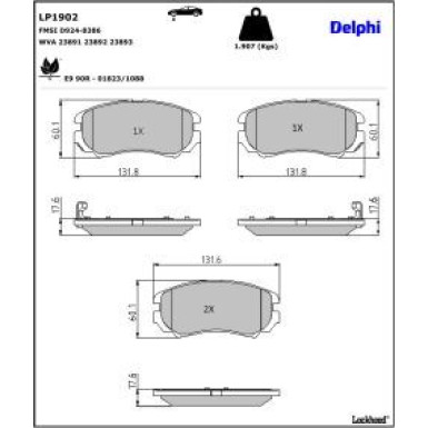 Delphi Bremsbelagsatz, Scheibenbremse LP1902