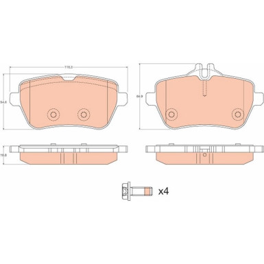 GDB2014 Bremsbelagsatz, Scheibenbremse