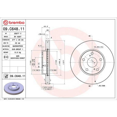 2 x BREMBO Bremsscheibe | 09.C648.11